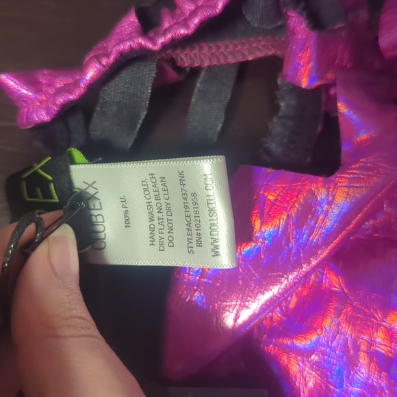 NWT Dolls Kill Club Exx pink iridescent cutout shorties. - Picture 6 of 8
